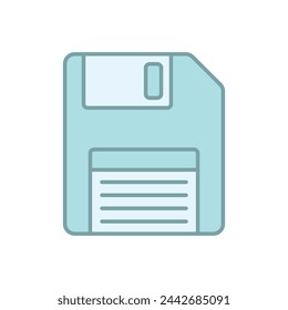 Blaue Linie Diskettenaufrufvektorsymbol