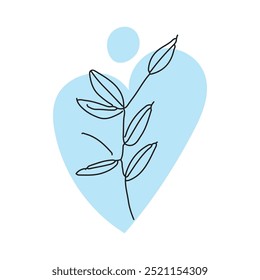 blue line floral design element. collection of organic minimal element shapes in vintage style, perfect for decorating post, flyer, 