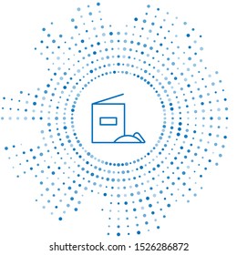 Blue line Flour pack icon isolated on white background. Abstract circle random dots. Vector Illustration