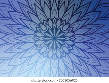 Blue line flower mandala pattern line background. vector illustration.
