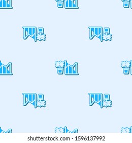 Blue line Flower statistics icon isolated seamless pattern on grey background.  Vector Illustration