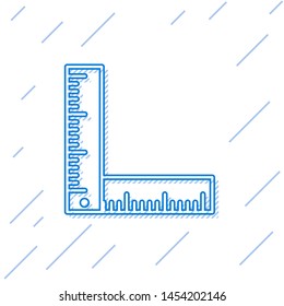 Blue line Folding ruler icon isolated on white background.  Vector Illustration