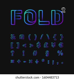 Blue line font set with shadows, vector illustration