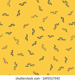 Blue line Footsteps icon isolated seamless pattern on yellow background. Detective is investigating. To follow in the footsteps.  Vector Illustration