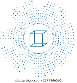 Blue line Function mathematical symbol icon isolated on white background. Abstract circle random dots. Vector Illustration