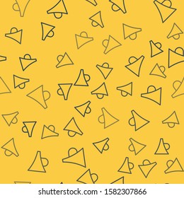 Blue line Funnel or filter icon isolated seamless pattern on yellow background.  Vector Illustration