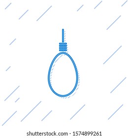 Blue line Gallows rope loop hanging icon isolated on white background. Rope tied into noose. Suicide, hanging or lynching.  Vector Illustration