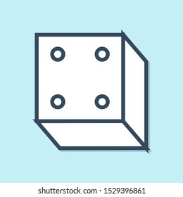 Blue line Game dice icon isolated on blue background. Casino gambling.  Vector Illustration