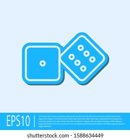 Blue line Game dice icon isolated on grey background. Casino gambling.  Vector Illustration
