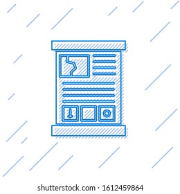 Blue line Game guide icon isolated on white background. User manual, instruction, guidebook, handbook.  Vector Illustration