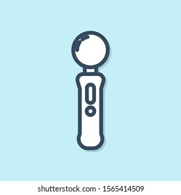Blue line Gamepad icon isolated on blue background. Game controller.  Vector Illustration
