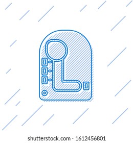 Blue line Gear shifter icon isolated on white background. Transmission icon.  Vector Illustration