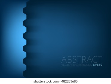 Blue line gear vector background overlap layer paper on dark black space for text and message modern artwork design background