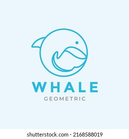 blue line geometric circle whale logo design vector graphic symbol icon illustration creative idea
