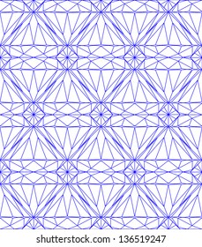 Blue line geometric diamond, seamless pattern.