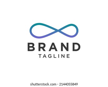 Logotipo de infinito geométrico de la línea azul aislado en fondo blanco. Usable para logotipos de empresas y marcas. Elemento de plantilla de diseño de logotipo de vectores planos.
