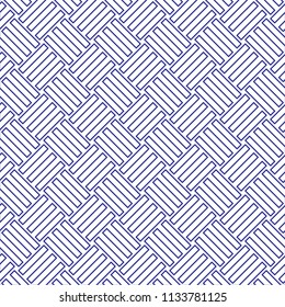 blue line geometric seamless pattern and simple weave regular white background