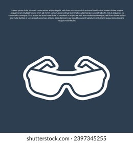 Blue line Glasses icon isolated on blue background. Eyeglass frame symbol.  Vector