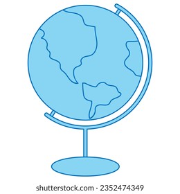 Blue line globe. Vector illustration with education theme. Back to school.