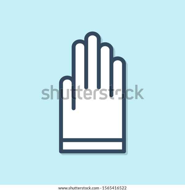 Blue line\
Gloves icon isolated on blue background. Extreme sport. Diving\
underwater equipment.  Vector\
Illustration