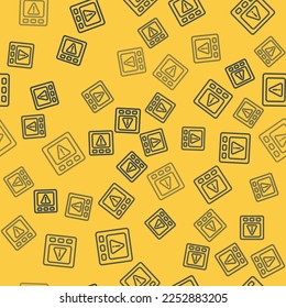 Blue line Gps device error icon isolated seamless pattern on yellow background.  Vector