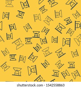 Blue line Graduate and graduation cap icon isolated seamless pattern on yellow background.  Vector Illustration