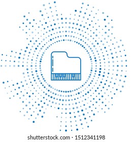 Blue line Grand piano icon isolated on white background. Musical instrument. Abstract circle random dots. Vector Illustration