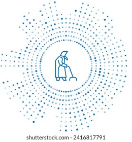 Blue line Grandmother icon isolated on white background. Abstract circle random dots. Vector