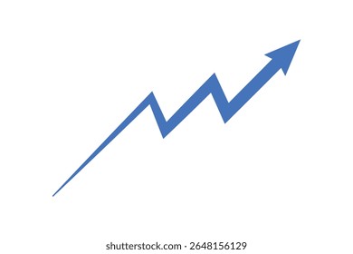 Blue line graph with arrow moving up trend representing business growth and profit vector