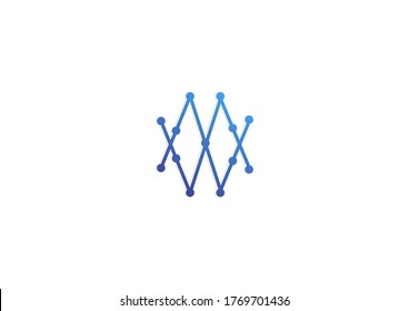 Blue line graph logo design template
