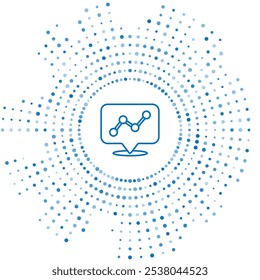 Linha azul Gráfico, programação, gráfico, diagrama, infográfico, ícone de gráfico de pizza isolado no fundo branco. Pontos aleatórios de círculo abstrato. Vetor