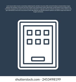 Línea azul Icono gráfico de la tableta aislado sobre fondo azul.  Vector
