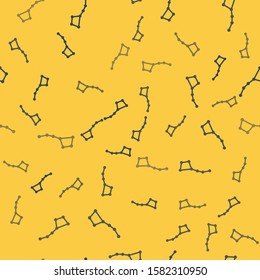 Blue line Great Bear constellation icon isolated seamless pattern on yellow background.  Vector Illustration
