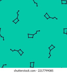 Blue line Great Bear constellation icon isolated seamless pattern on green background.  Vector Illustration