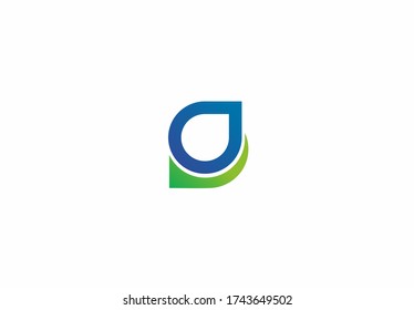Blue line with green element logo design icon