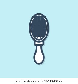 Blue line Hair brush for dog and cat icon isolated on blue background. Brush for animal fur. Pet accessory.  Vector Illustration