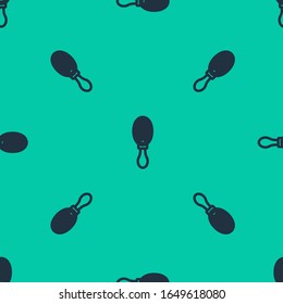 Blue line Hair brush for dog and cat icon isolated seamless pattern on green background. Brush for animal fur. Pet accessory.  Vector Illustration