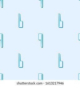 Blue line Hairbrush icon isolated seamless pattern on grey background. Comb hair sign. Barber symbol.  Vector Illustration