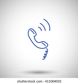 Blue Line Hand Drawn Telephone Web Icon