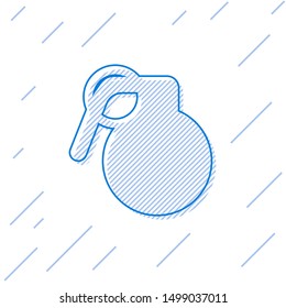 Blue line Hand grenade icon isolated on white background. Bomb explosion.  Vector Illustration