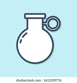 Blue line Hand grenade icon isolated on blue background. Bomb explosion.  Vector Illustration