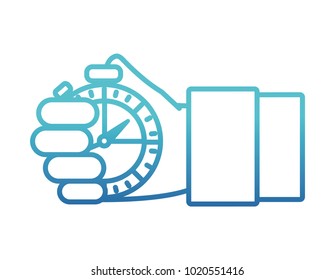 blue line hand man with chronometer time object