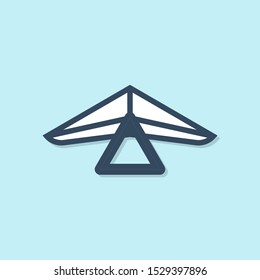 Blue line Hang glider icon isolated on blue background. Extreme sport.  Vector Illustration