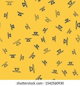 Blue line Hang glider icon isolated seamless pattern on yellow background. Extreme sport.  Vector Illustration