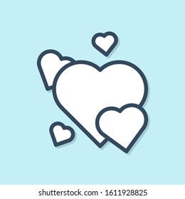 Blue line Heart icon isolated on blue background. Romantic symbol linked, join, passion and wedding. Valentine day symbol.  Vector Illustration