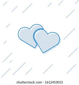 Blue line Heart icon isolated on white background. Romantic symbol linked, join, passion and wedding. Valentine day symbol.  Vector Illustration