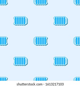 Blue line Heating radiator icon isolated seamless pattern on grey background.  Vector Illustration