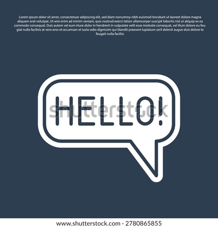 Blue line Hello in different languages icon isolated on blue background. Speech bubbles.  Vector
