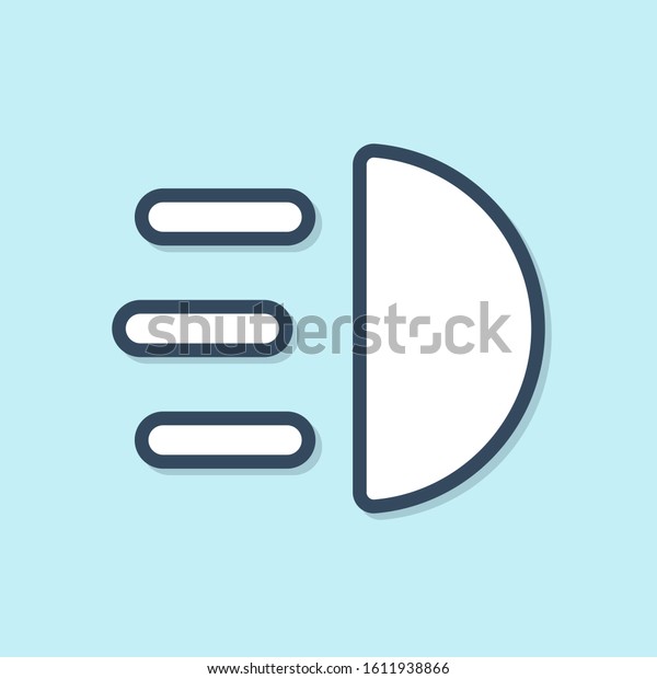 Blue line High beam icon isolated on
blue background. Car headlight.  Vector
Illustration
