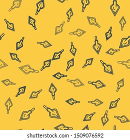 Blue line Hipster arrow tip icon isolated seamless pattern on yellow background.  Vector Illustration